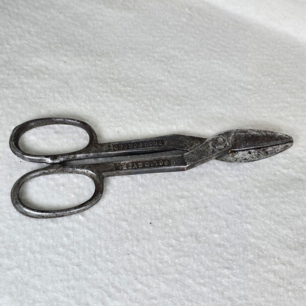 Vintage Wiss Inlaid Tin Snips Sheet Metal Shears Drop Forged Solid Steel 8 Inch